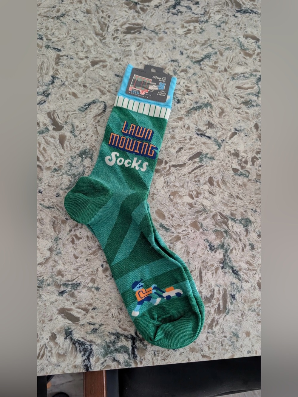 Men's "Lawn Mowing Socks" - Green Novelty Crew Socks